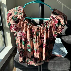 Pink Floral Crop Top